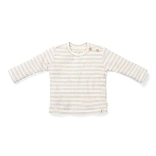 t-shirt lange mouw stripe, off white/sand - LITTLE DUTCH
