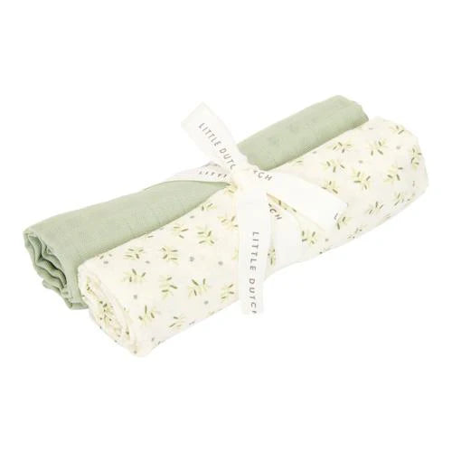 verzorgingsdoek, 2-pack, blueberry leaves - LITTLE DUTCH