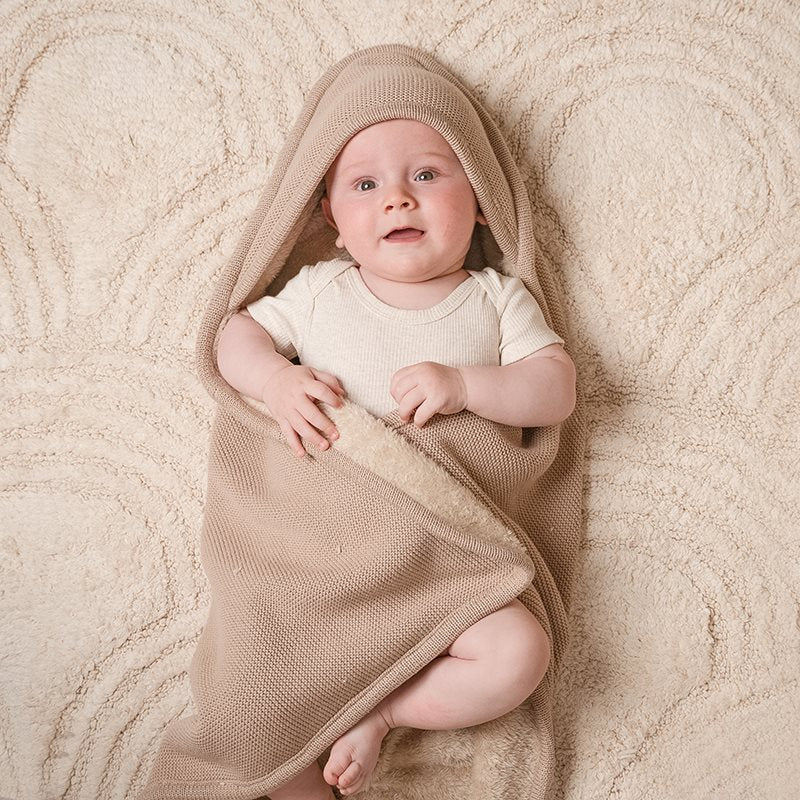 wikkeldeken gebreid, beige - LITTLE DUTCH