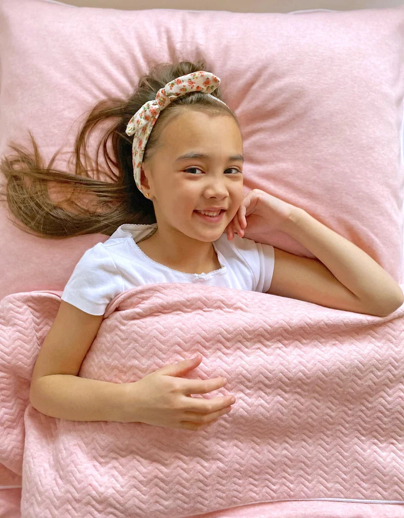 dekbedovertrek 140 x 200, chevron pink melange - POETREE KIDS