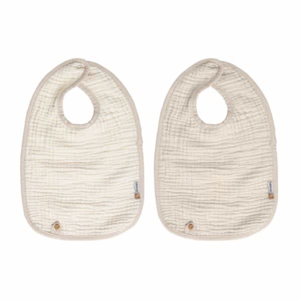 slabbetjes, 2-pack, pure cotton sand - BEBE JOU