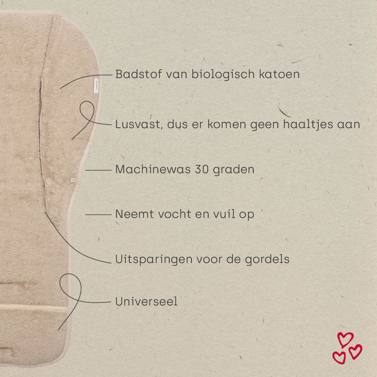 inlegkussen autostoel dijon daily, clay - KOEKA