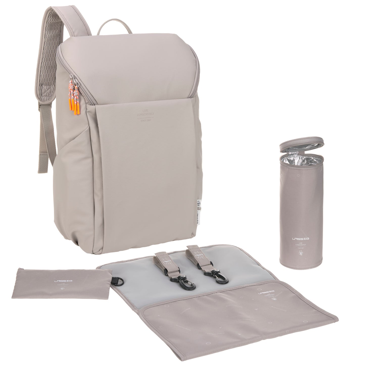 luierrugzak slender up, taupe - LASSIG