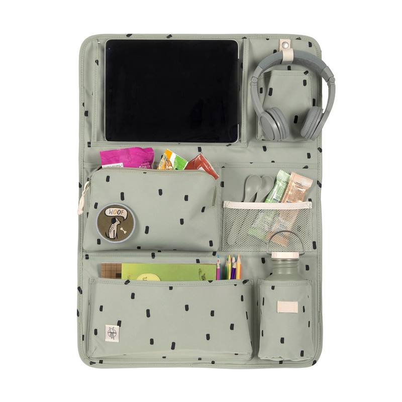autostoel organiser, happy prints olive - LASSIG