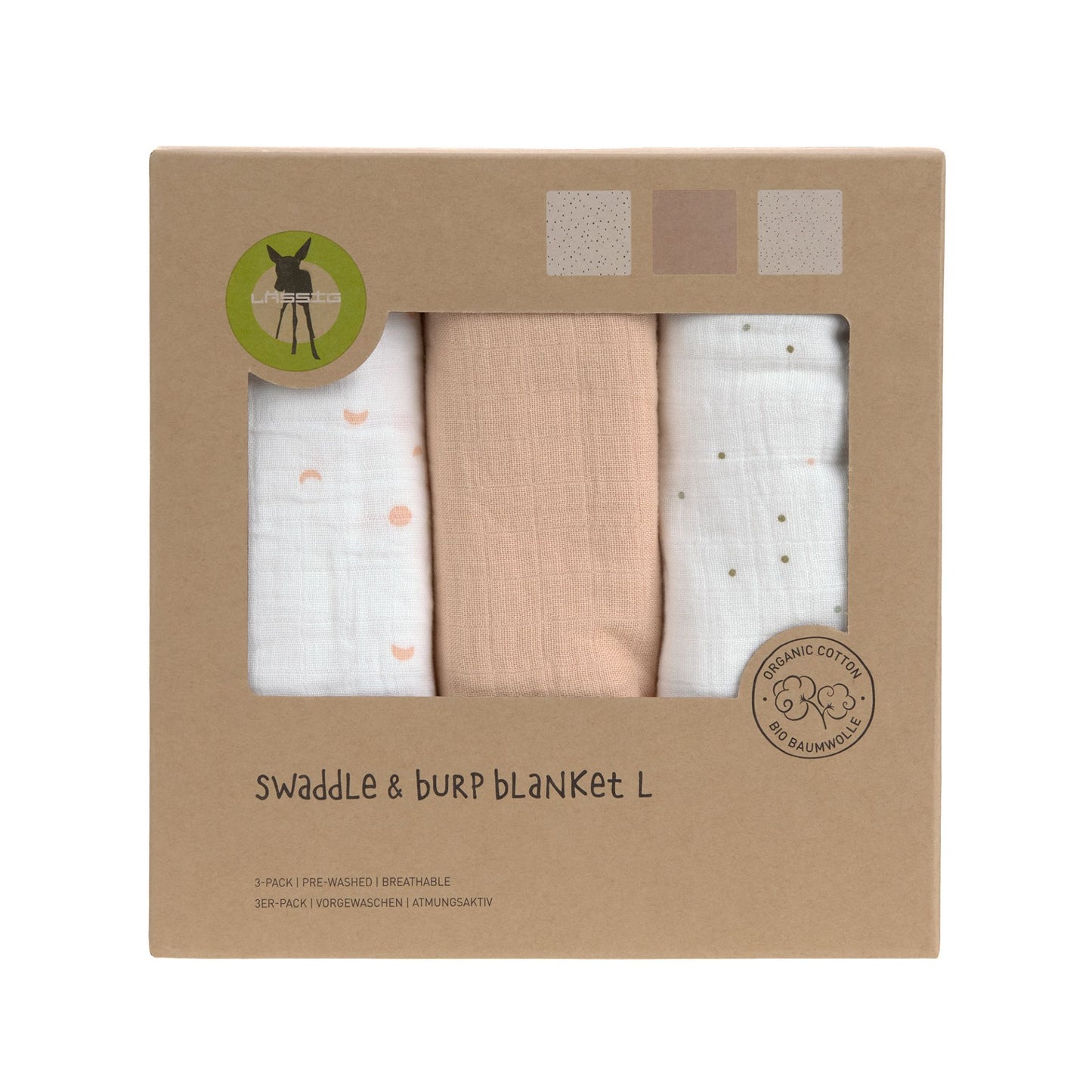 verzorgingsdoek, 3-pack, moon peach – LÄSSIG