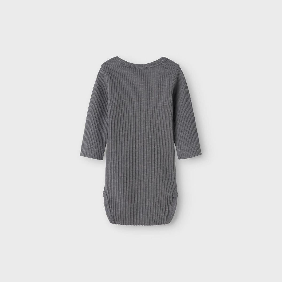 body print lange mouwen, rib poppyseed - LIL' ATELIER