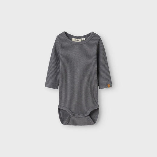 body lange mouwen, rib poppyseed - LIL' ATELIER