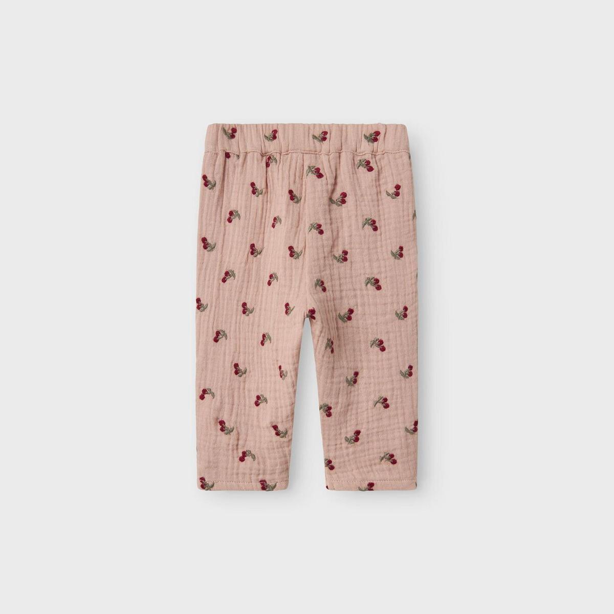 broek geborduurde kers, misty rose - LIL' ATELIER