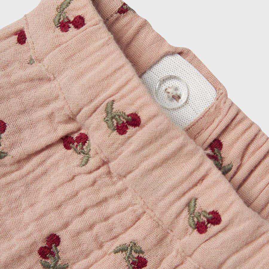broek geborduurde kers, misty rose - LIL' ATELIER