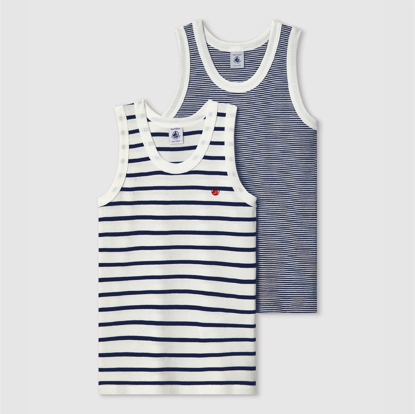 hemdje jongen, 2-pack, gestreept - PETIT BATEAU