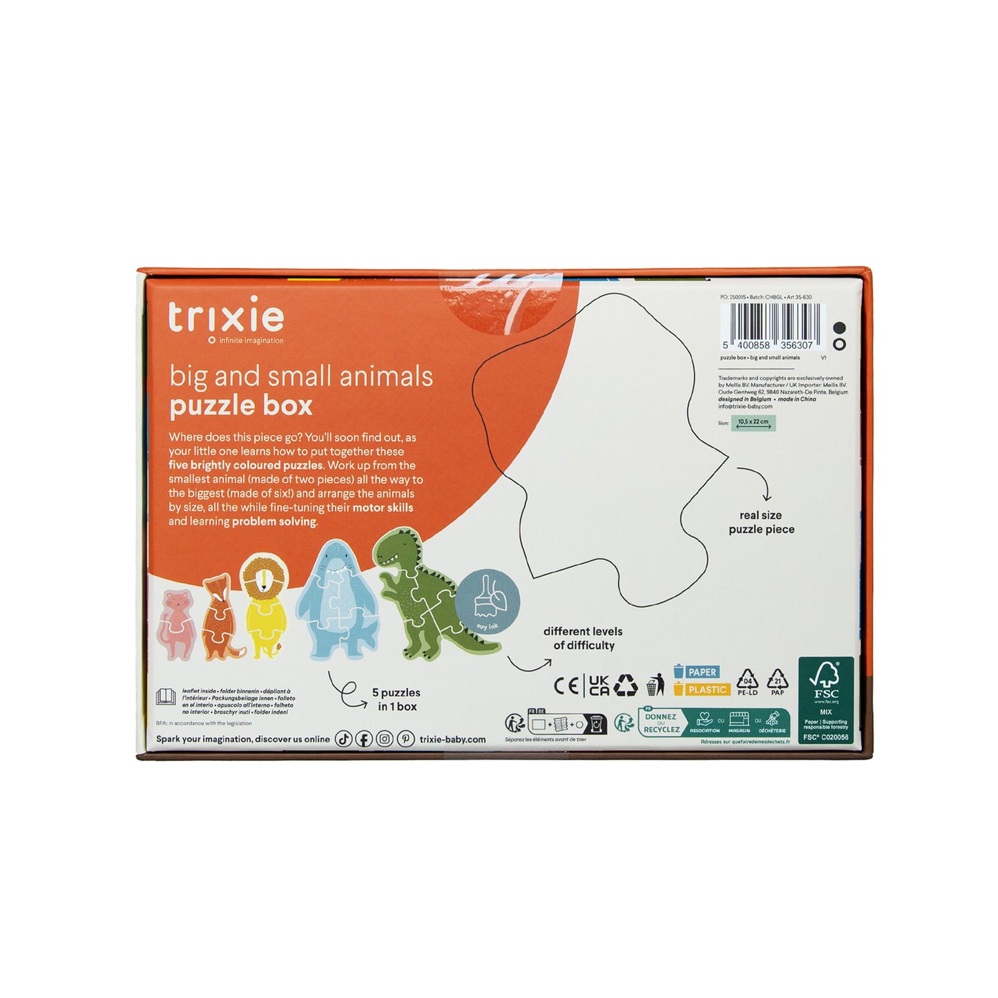 puzzeldoos, grote en kleine dieren, 5st. - TRIXIE