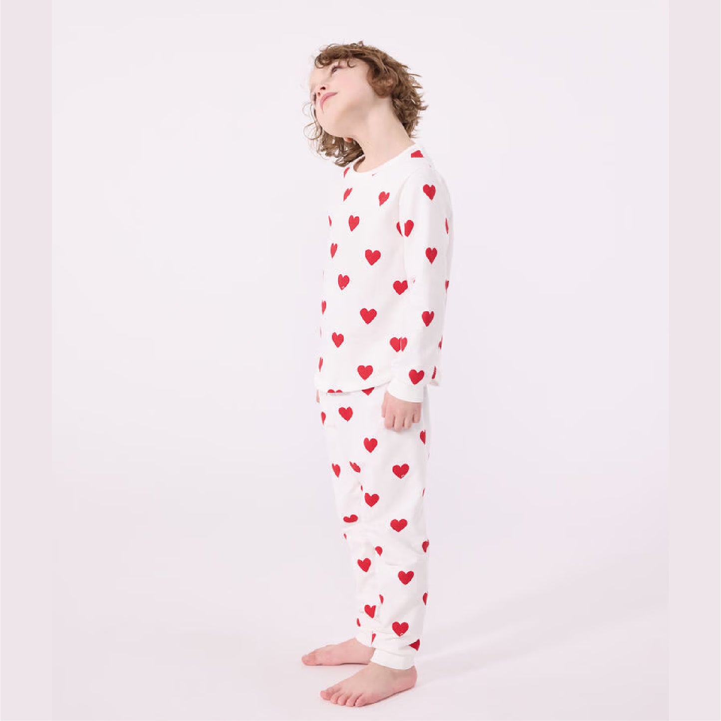 kinderpyjama katoen, hartjesprint - PETIT BATEAU