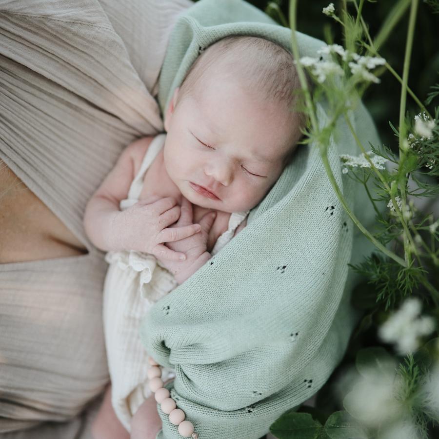 dekentje pointelle, sage – MUSHIE