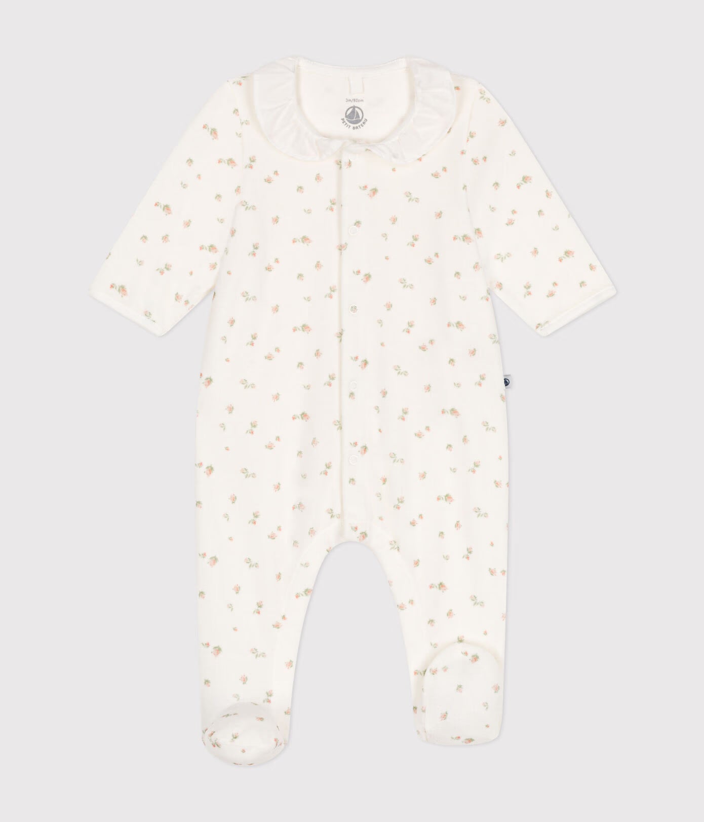 pyjama fluweel + kraagje, rozen - PETIT BATEAU