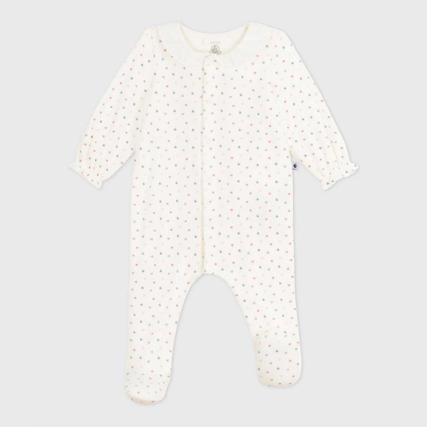 pyjama fluweel, kraag+hartjesprint - PETIT BATEAU