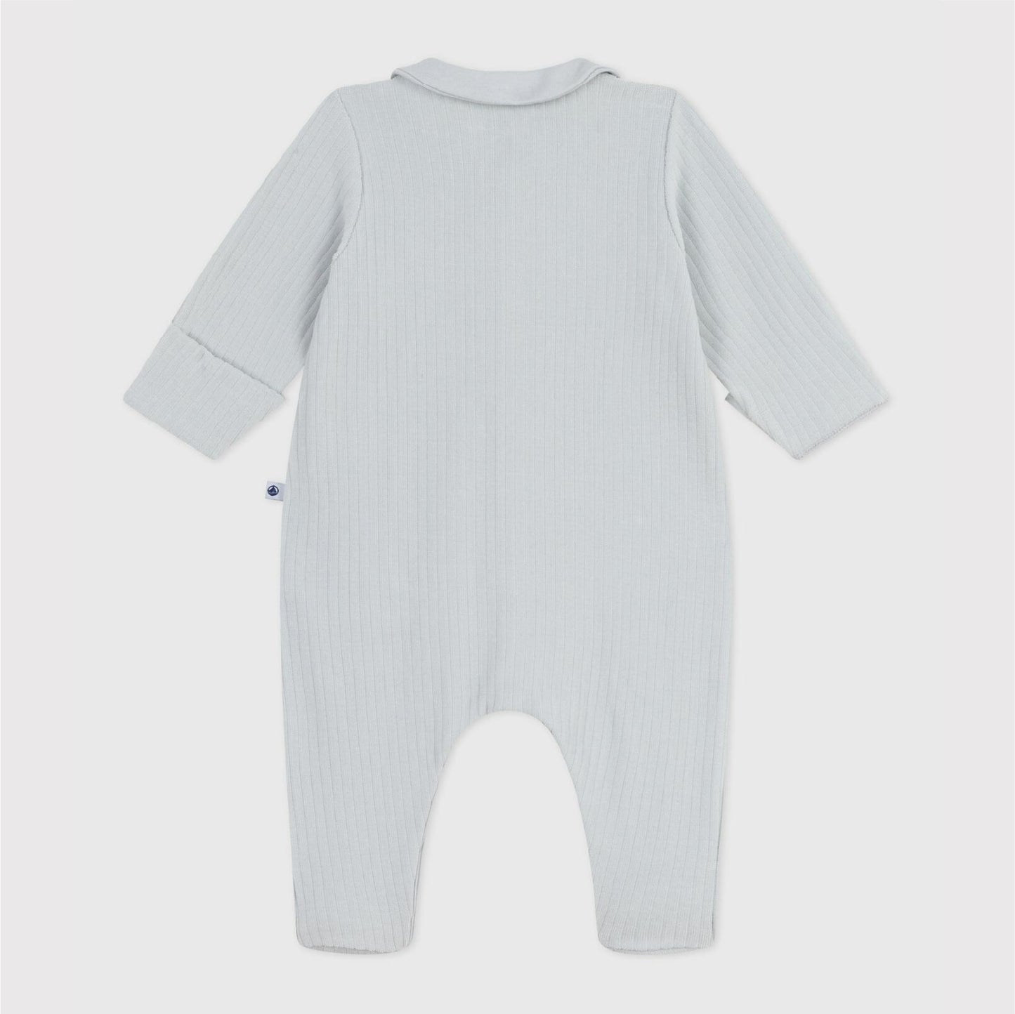 pyjama fluweel kraag+rib, grijsblauw - PETIT BATEAU