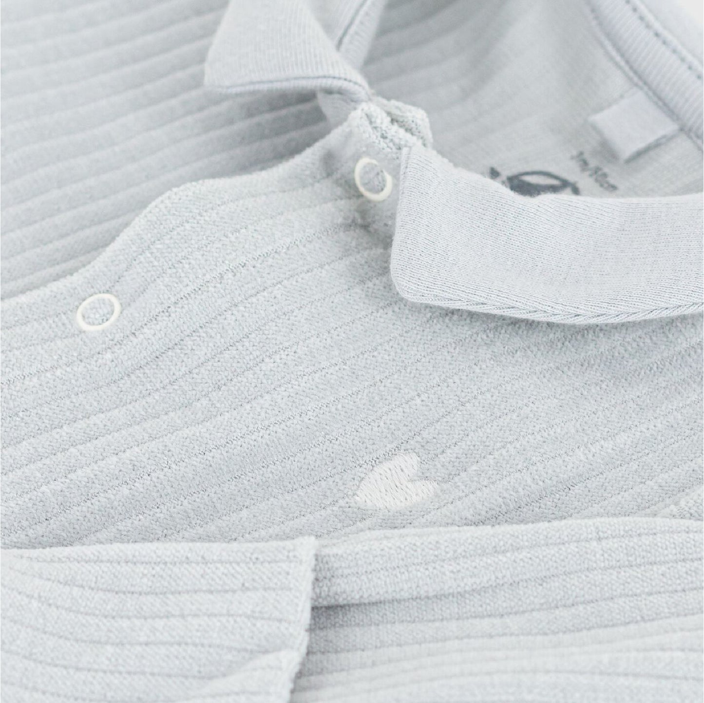 pyjama fluweel kraag+rib, grijsblauw - PETIT BATEAU