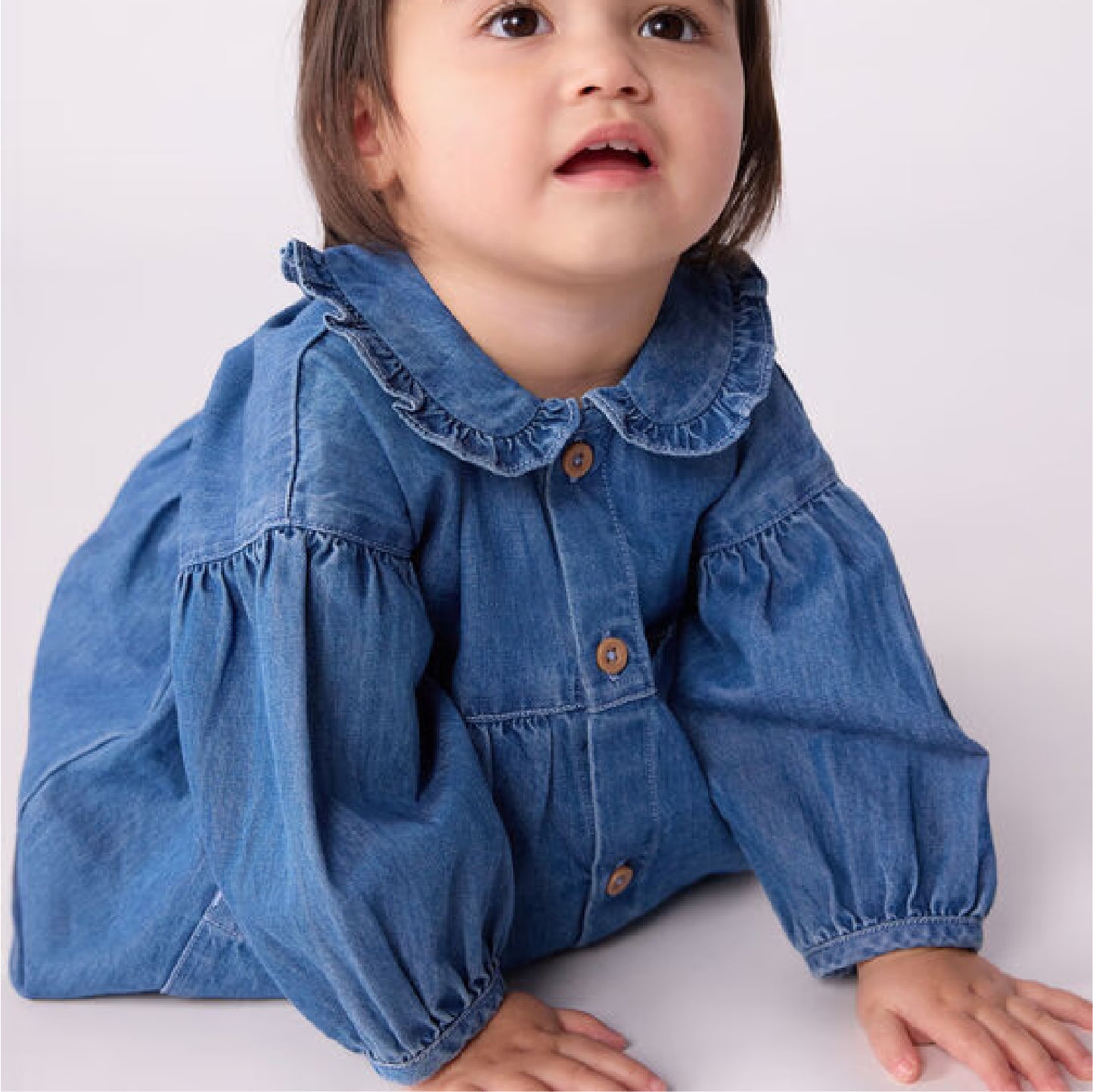 jurkje lange mouwen + kraagje, jeans - PETIT BATEAU