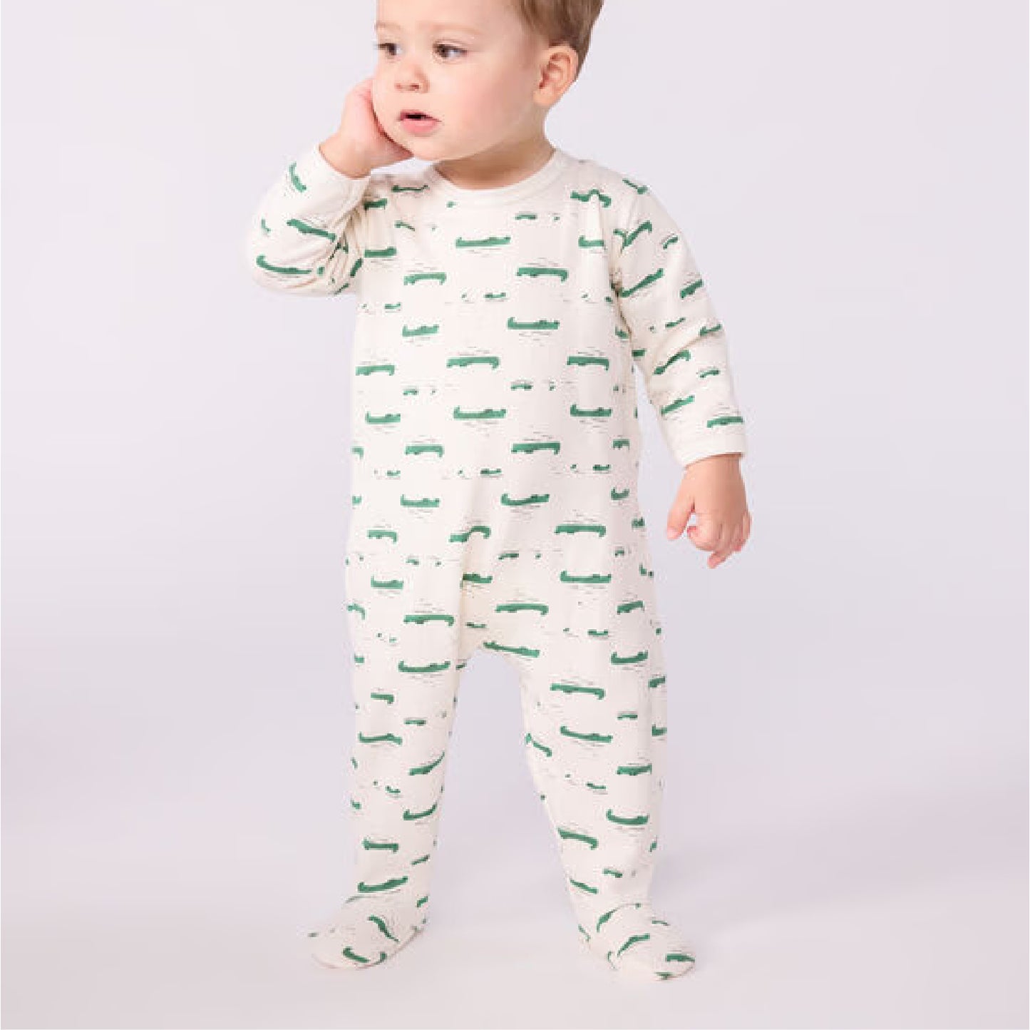 pyjama geruwde fleece, krokoprint - PETIT BATEAU