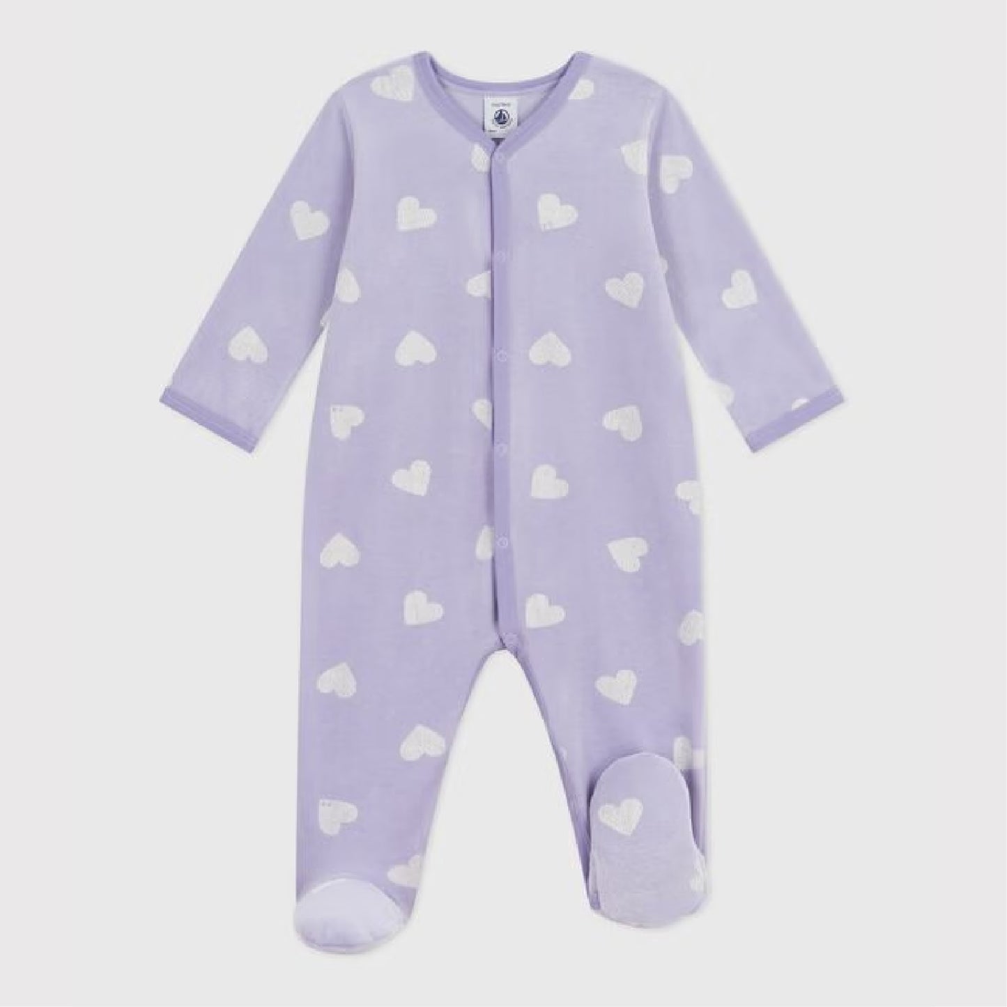 pyjama fluweel hartprint, lilac - PETIT BATEAU