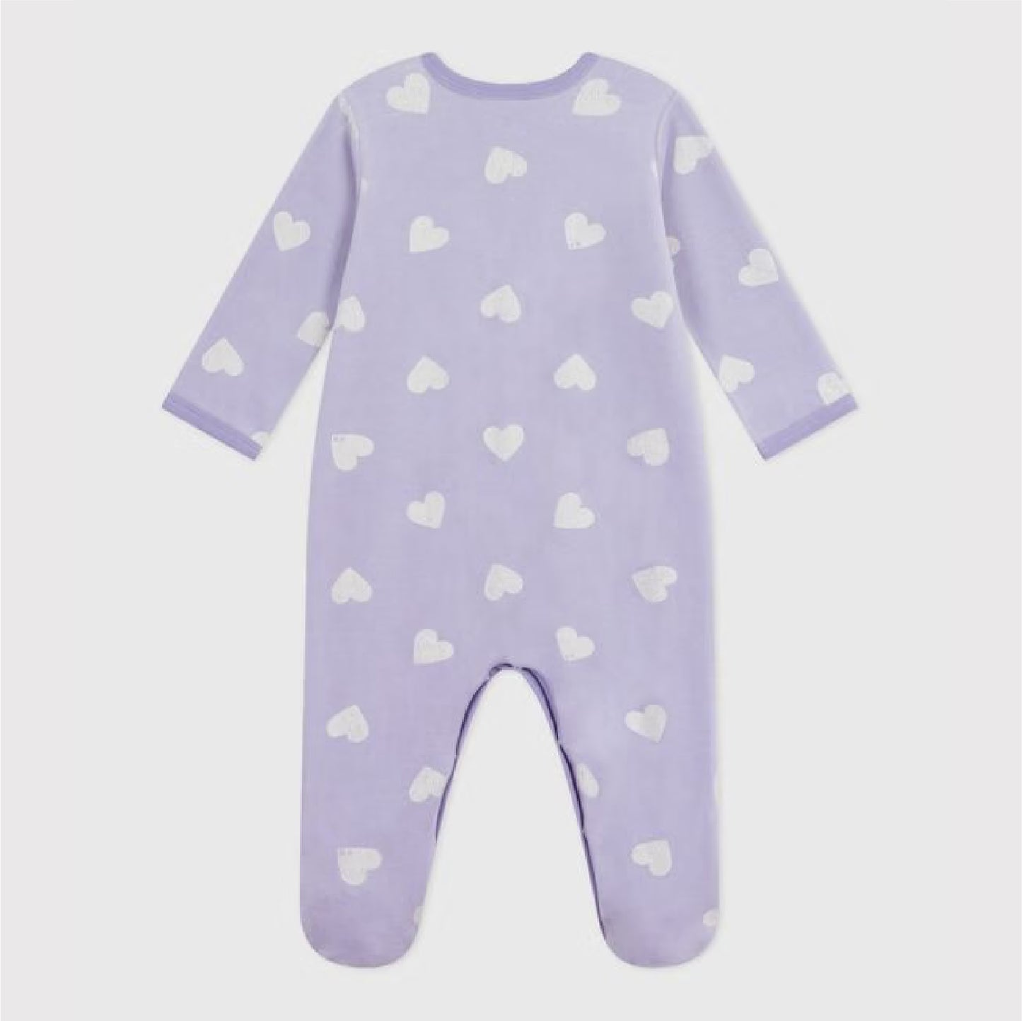 pyjama fluweel hartprint, lilac - PETIT BATEAU