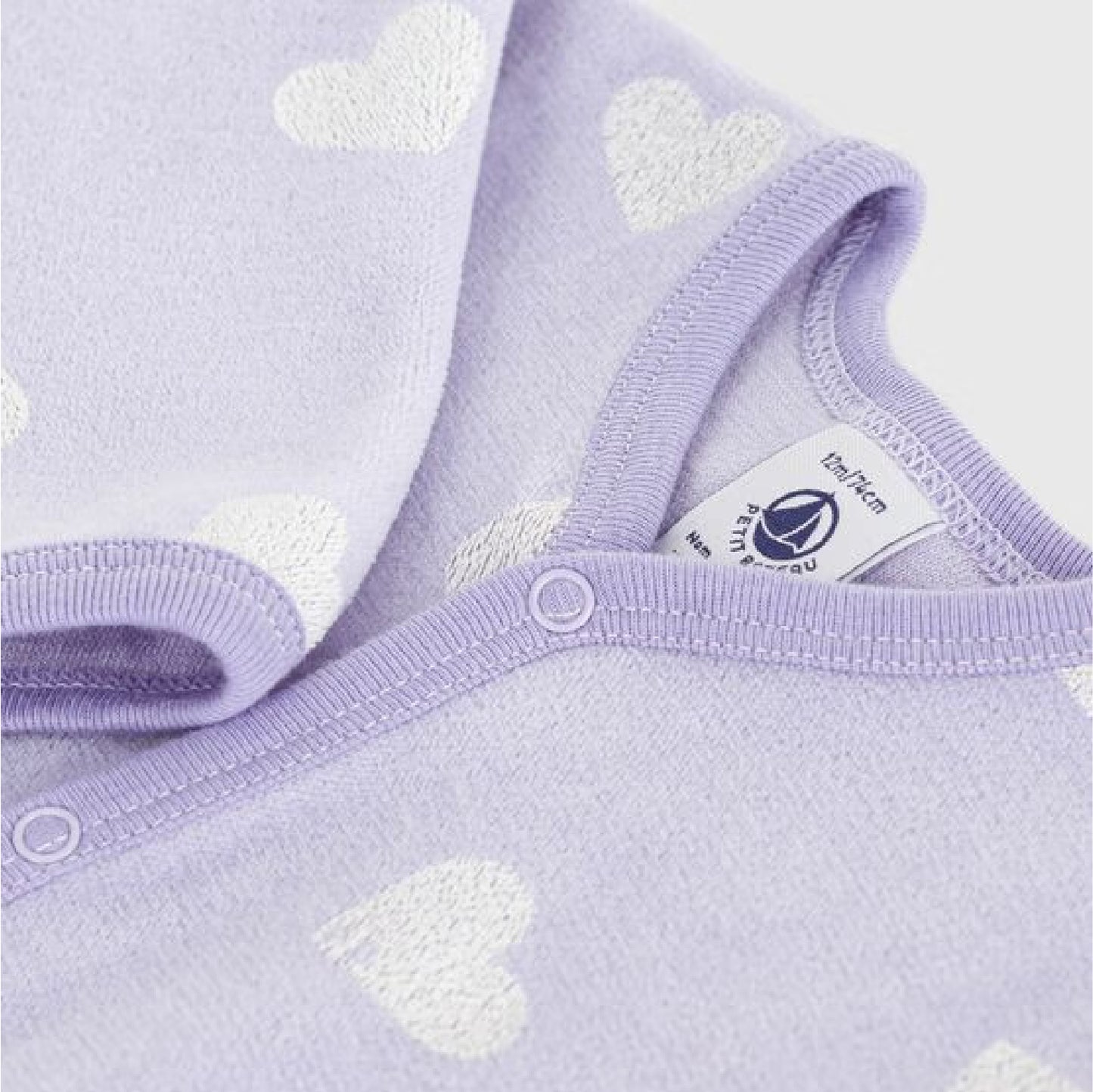 pyjama fluweel hartprint, lilac - PETIT BATEAU