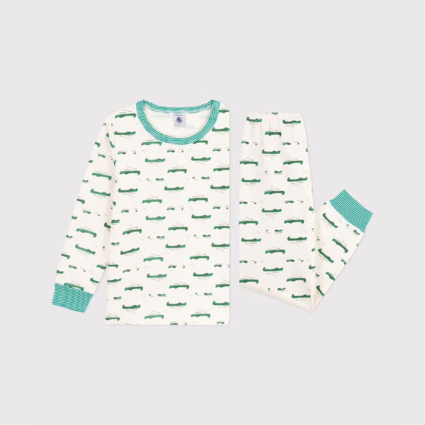 kinderpyjama geruwde fleece, krokoprint - PETIT BATEAU