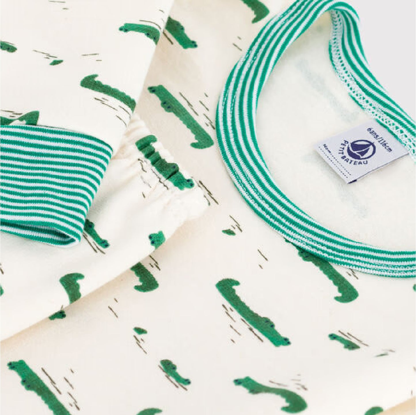 kinderpyjama geruwde fleece, krokoprint - PETIT BATEAU