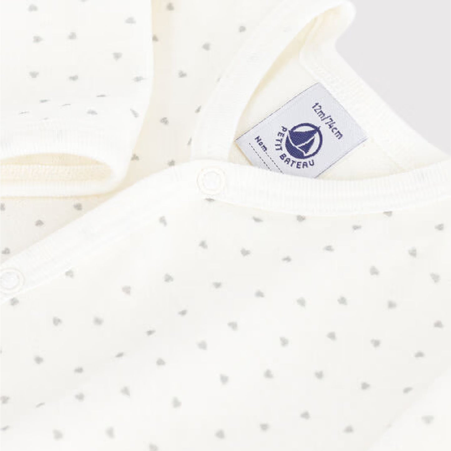 pyjama fluweel hartprint, grey - PETIT BATEAU