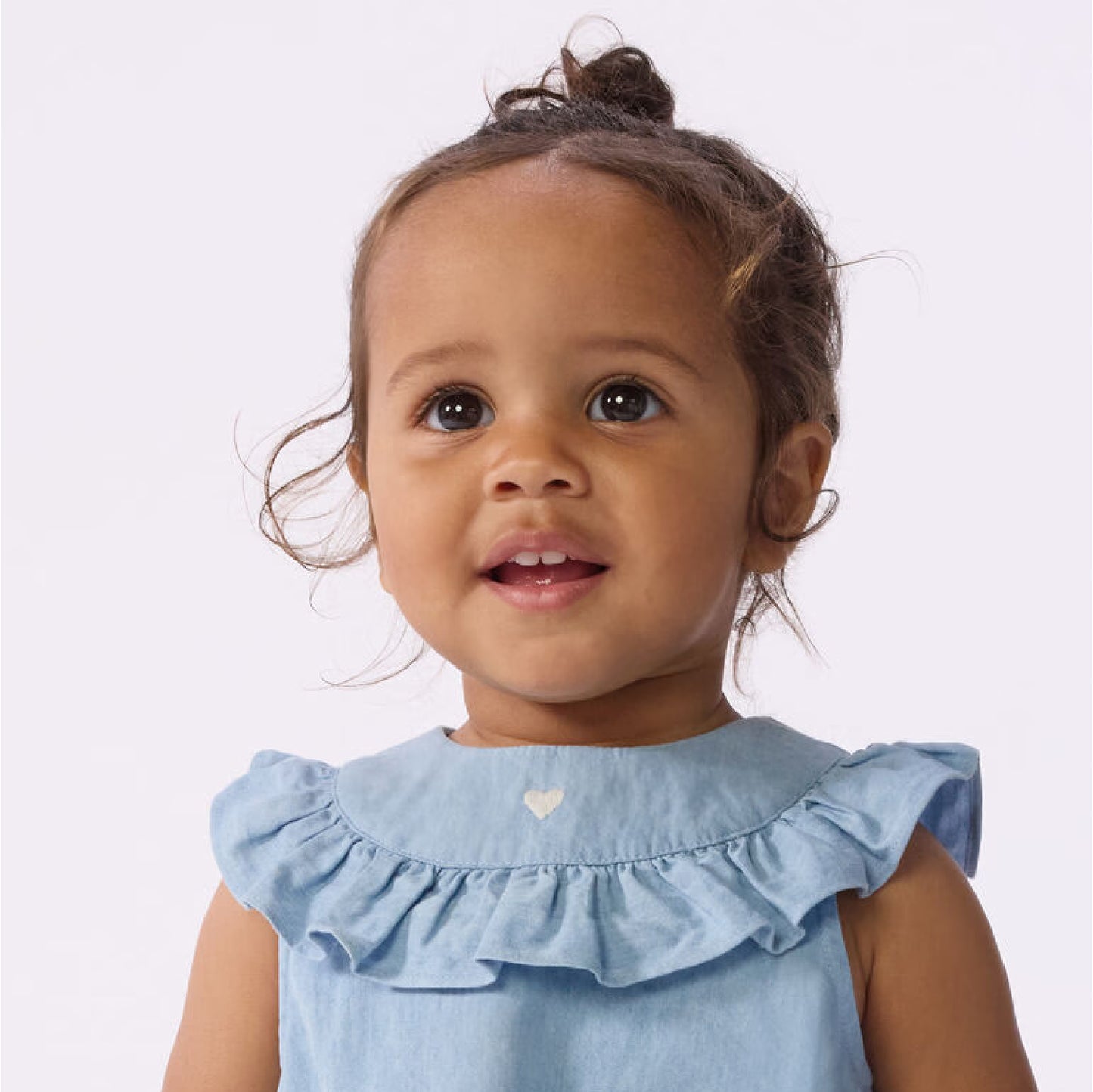 blouse denim, hartje blauw - PETIT BATEAU