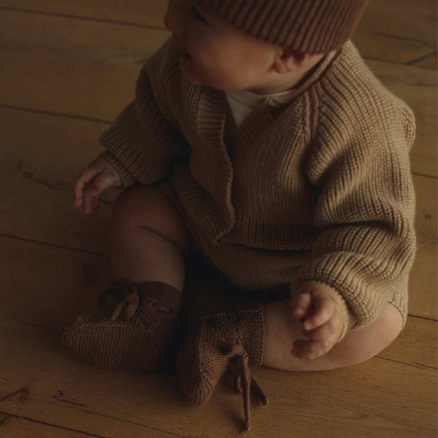 booties 0-9 mnd., mocha - HVID