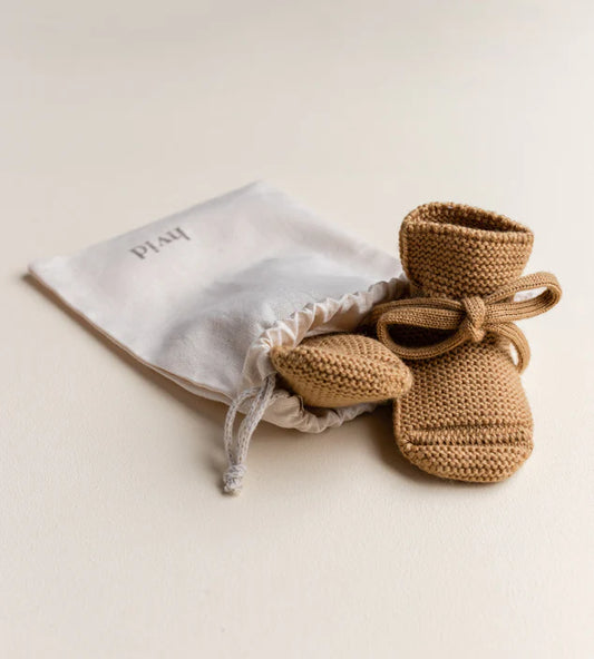 booties 0-9 mnd., ochre - HVID