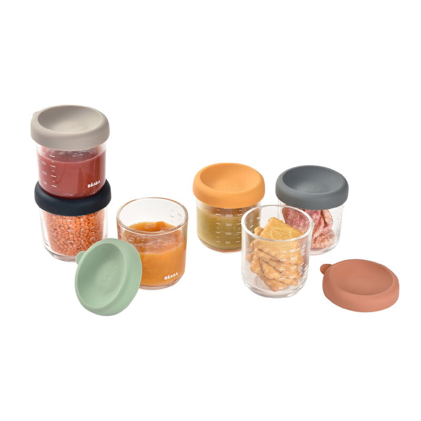 bewaarpotjes set glas, 6×250 ML – BEABA