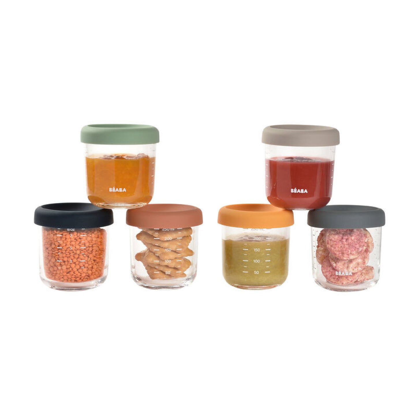 bewaarpotjes set glas, 6×250 ML – BEABA