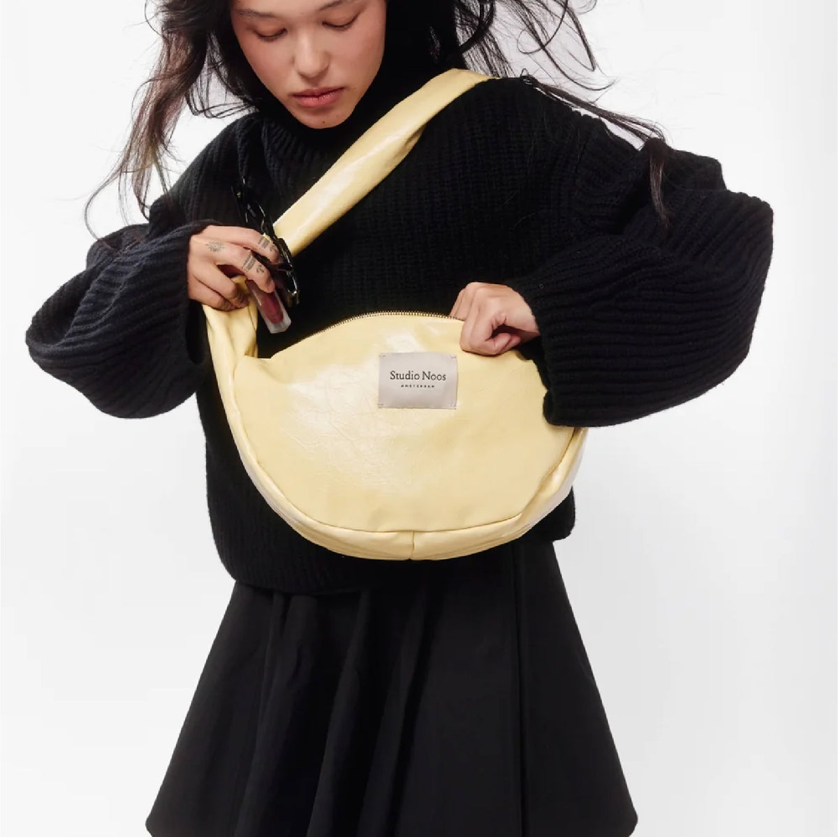 crossbody vegan leather mini, butter yellow - STUDIO NOOS