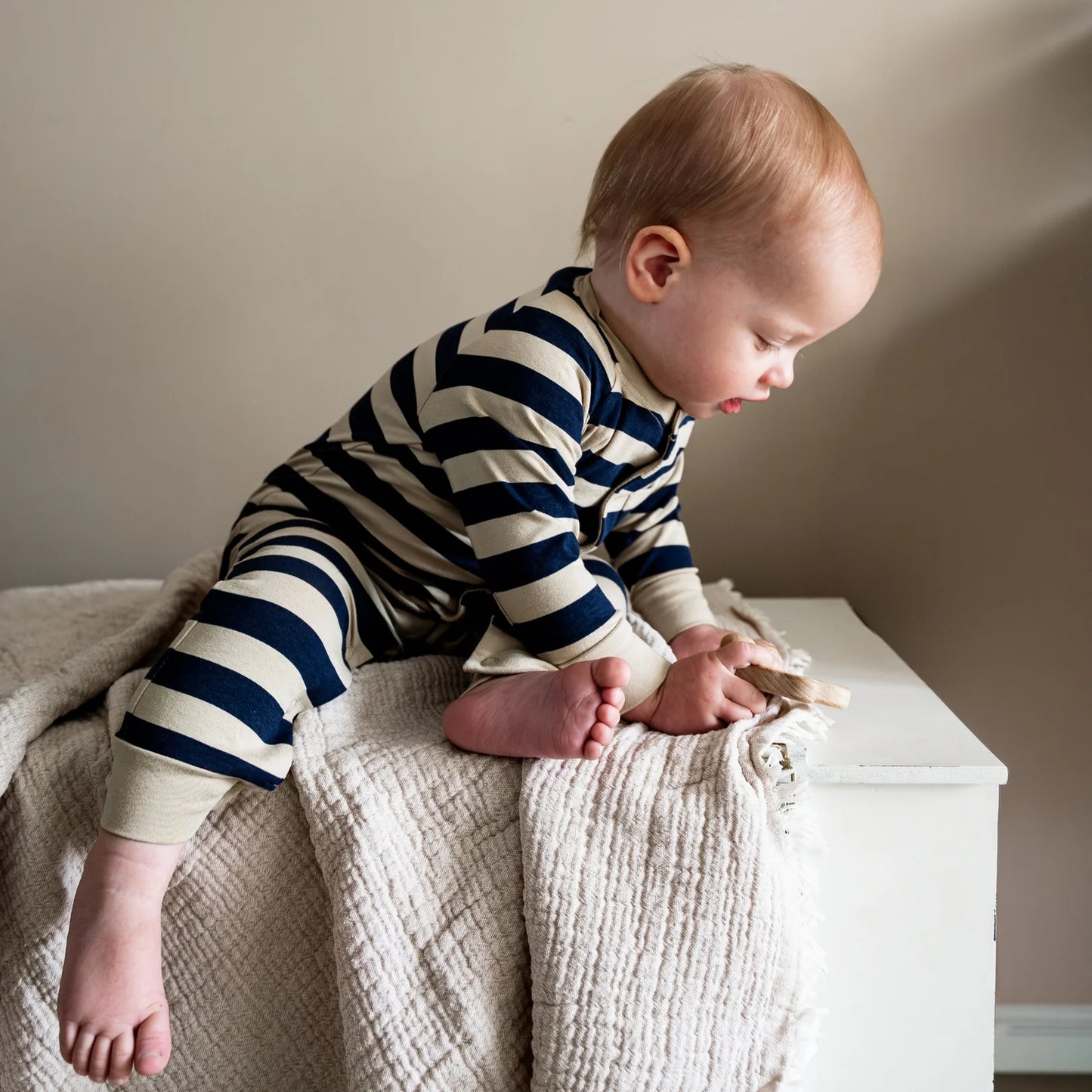 UV onesie, navy stripe - CLOBY
