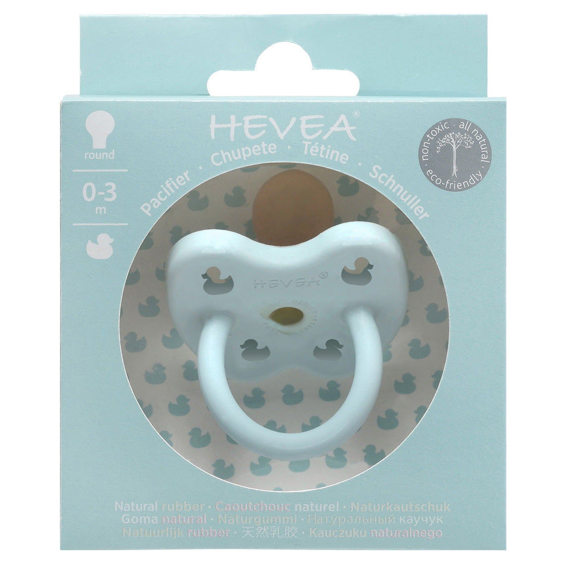 fopspeen, baby blue, 0-3 mnd. - HEVEA
