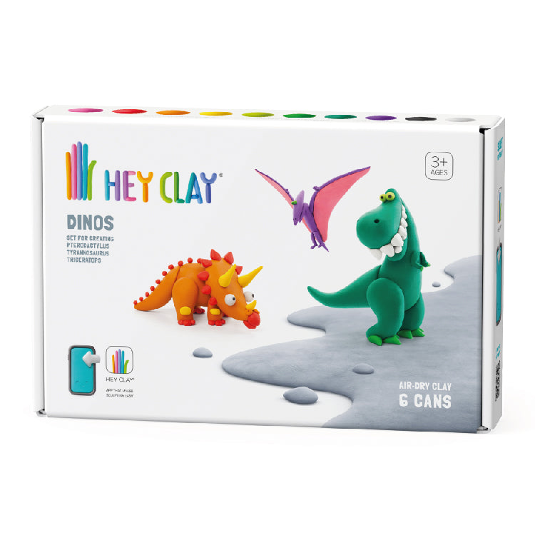 boetseerklei dinos, 6 st. - HEY CLAY