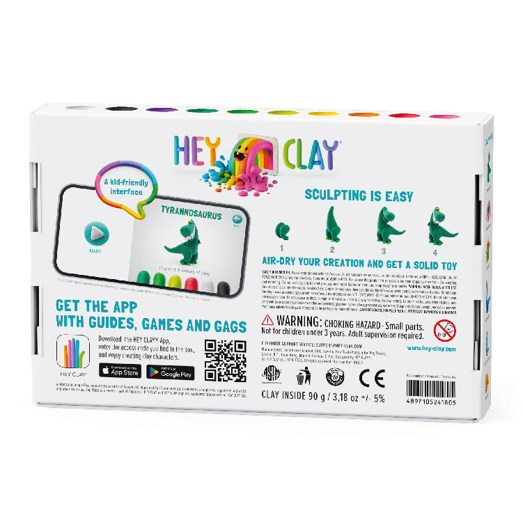 boetseerklei dinos, 6 st. - HEY CLAY