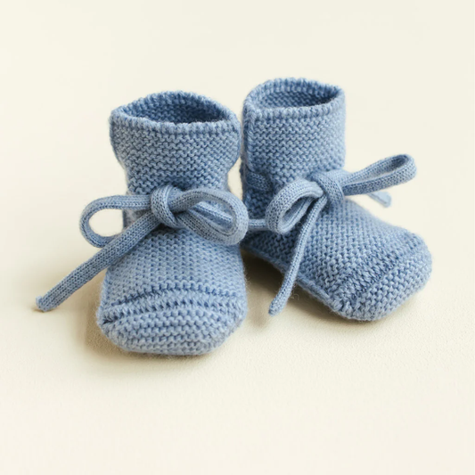 booties 0-9 mnd., light blue - HVID