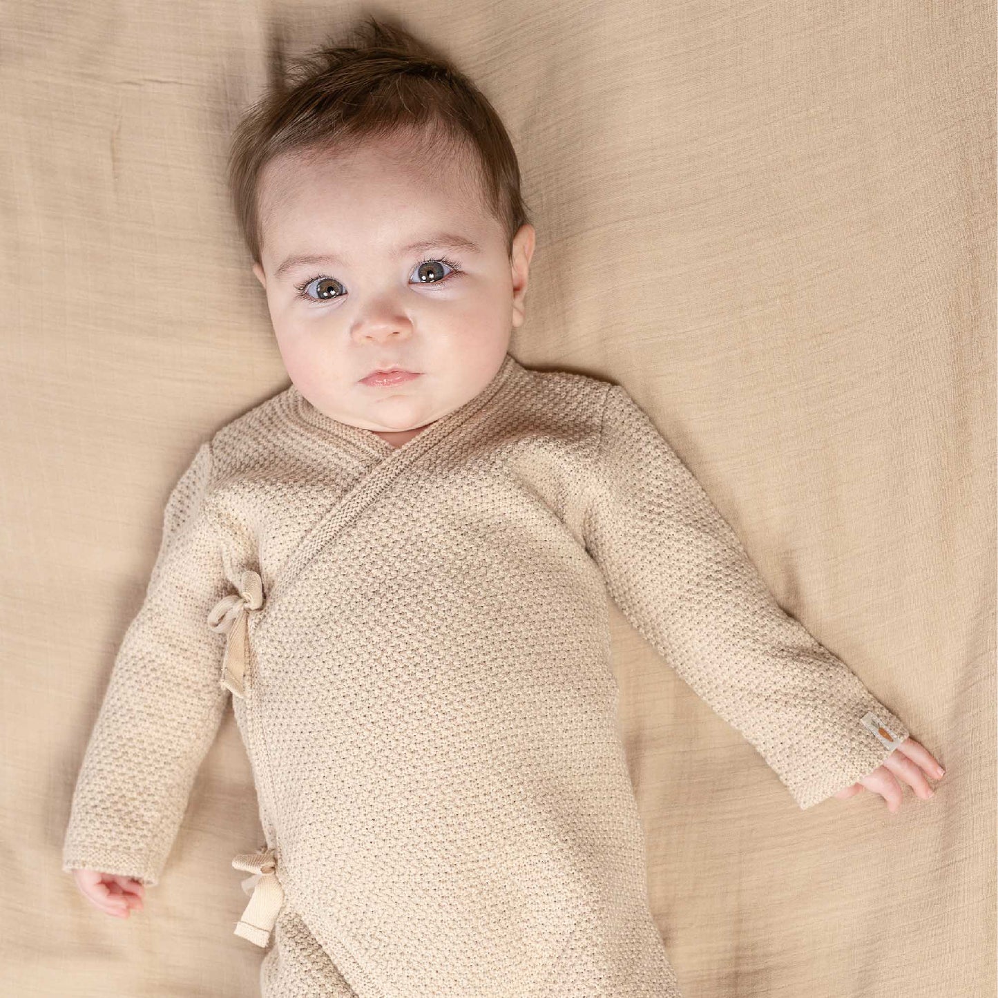 jumpsuit gebreid, sand - LITTLE DUTCH