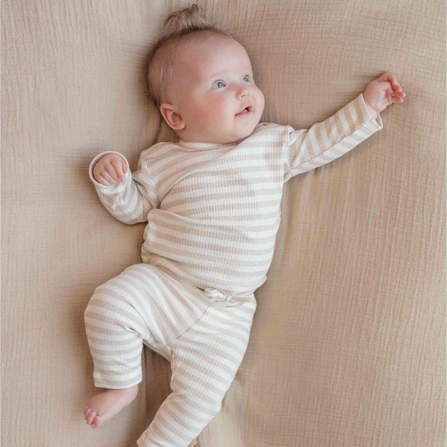 broekje, stripe sand/white - LITTLE DUTCH