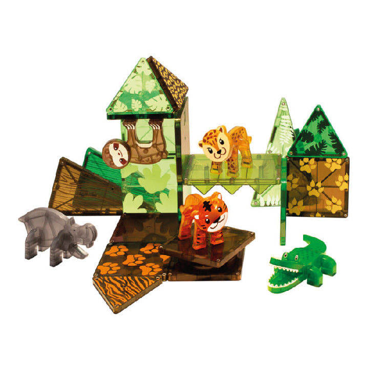 magnetische tegels 25 st., jungle animals - MAGNA TILES