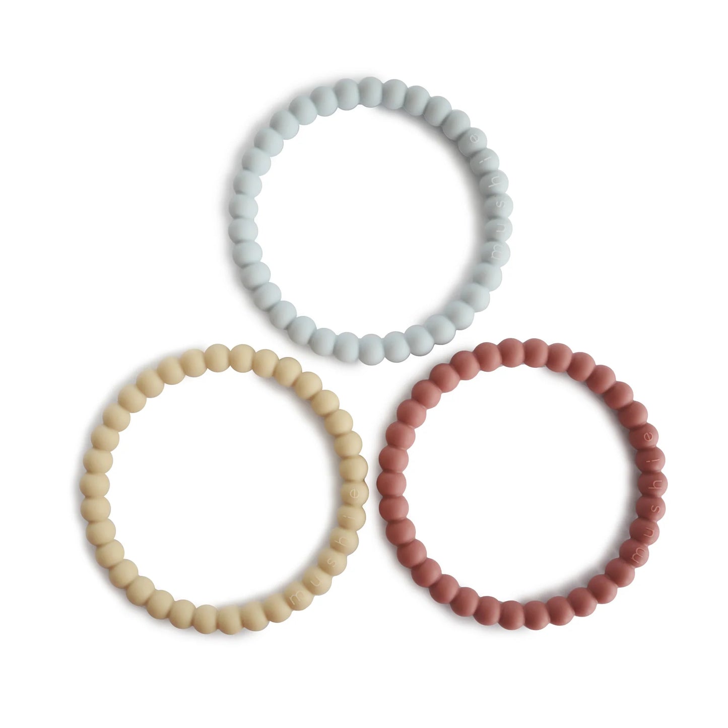 bijtring parelarmband, mellow/terracotta/periwinkle - MUSHIE