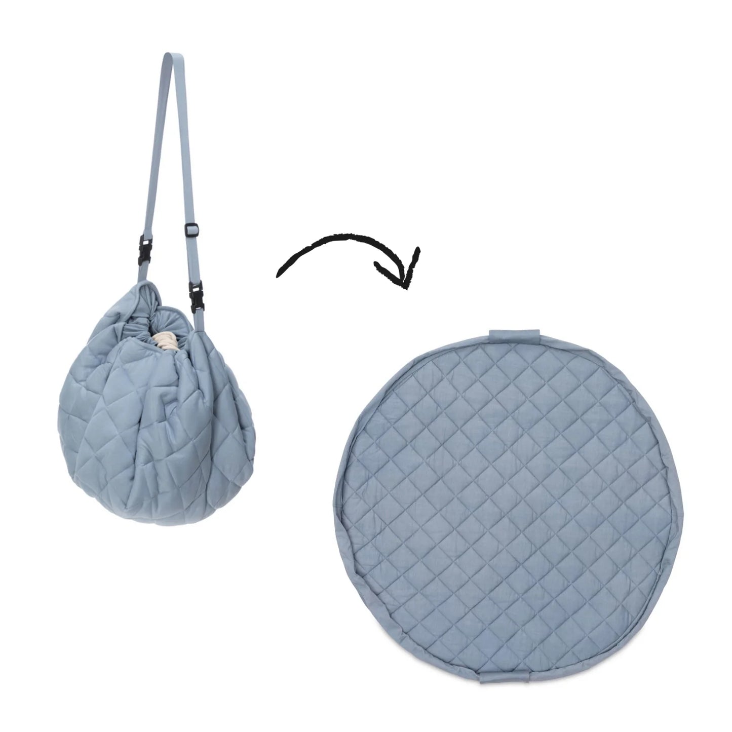 opbergzak/speelmat organic, dusty blue - PLAY & GO