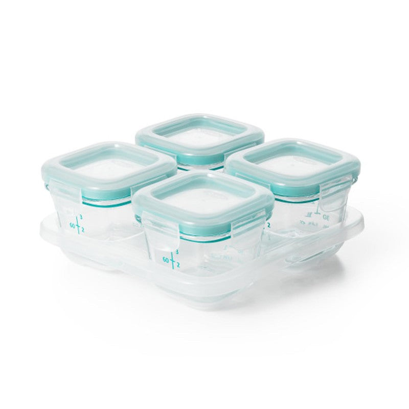bewaarpotjes set glas, teal, 4x120 ml - OXO TOT