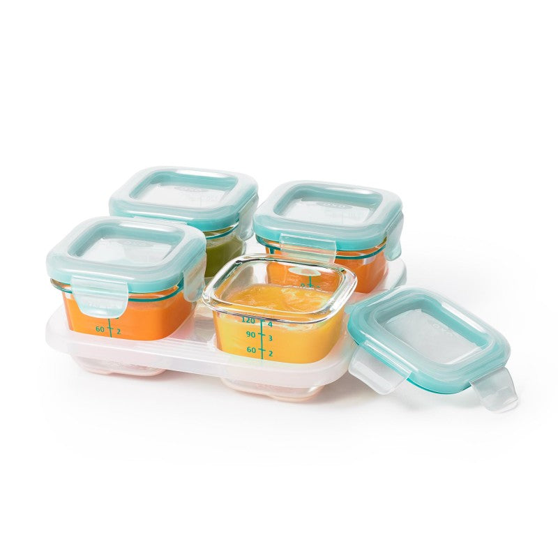 bewaarpotjes set glas, teal, 4x120 ml - OXO TOT