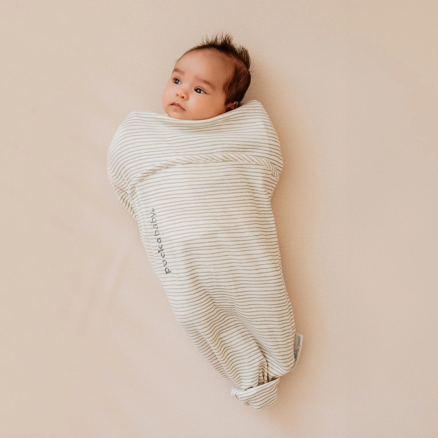 inbakerslaapzak piep, green stripes, 0.5 TOG - PUCKABABY