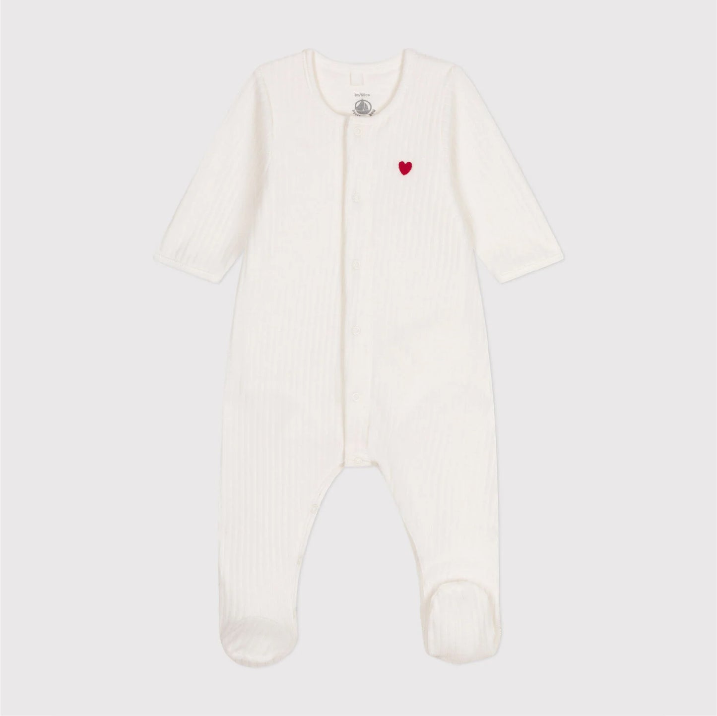 bodyjama velours, geborduurd hartje - PETIT BATEAU