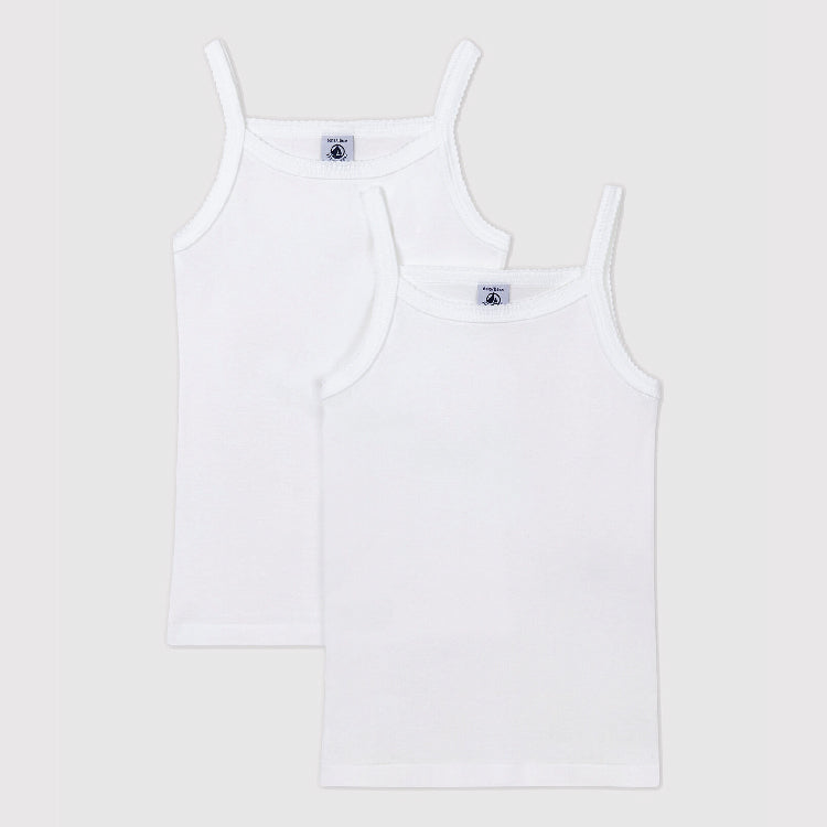 hemdje meisje, 2-pack, wit - PETIT BATEAU